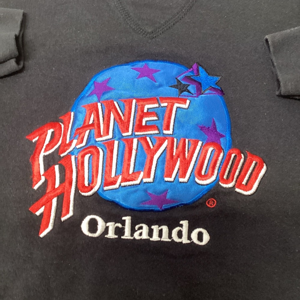 VTG Planet Hollywood Orlando Sweatshirt Mens Small Black Embroidered USA Made - Picture 2 of 5
